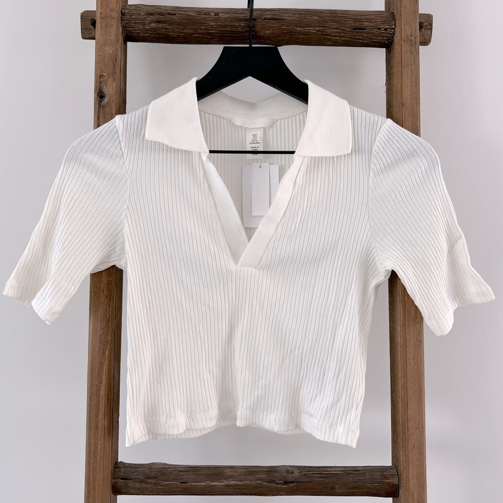 Cropped Collared Ribbed 90’s Tee